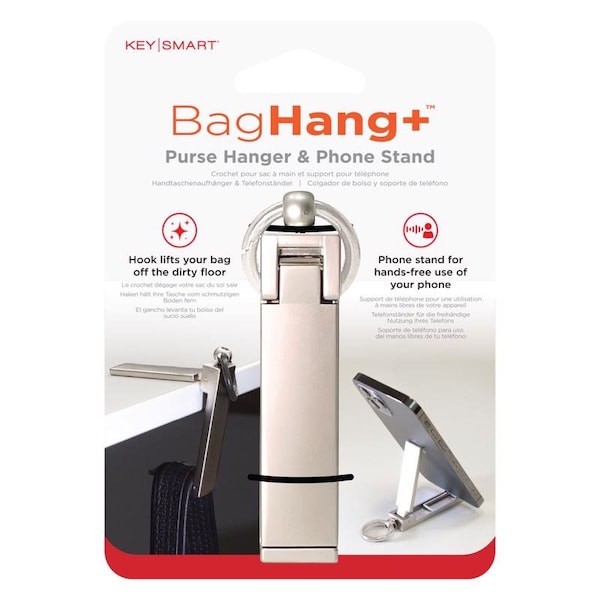 Keysmart KeySmart BagHang Plus Silver Hook to hold bag, cell phone and acts as stand Phone Stand For All Smar KS822-SS - main
